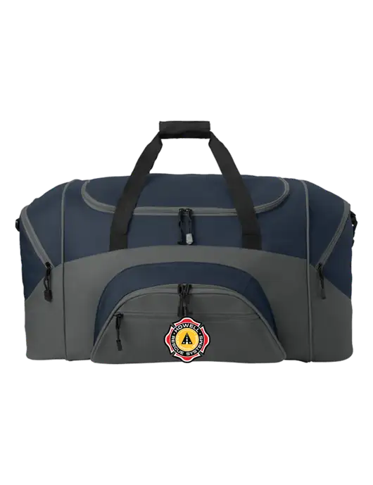 Standard Colorblock Navy/Dark Grey Sport Duffel w/Howell Rescue Systems Logo