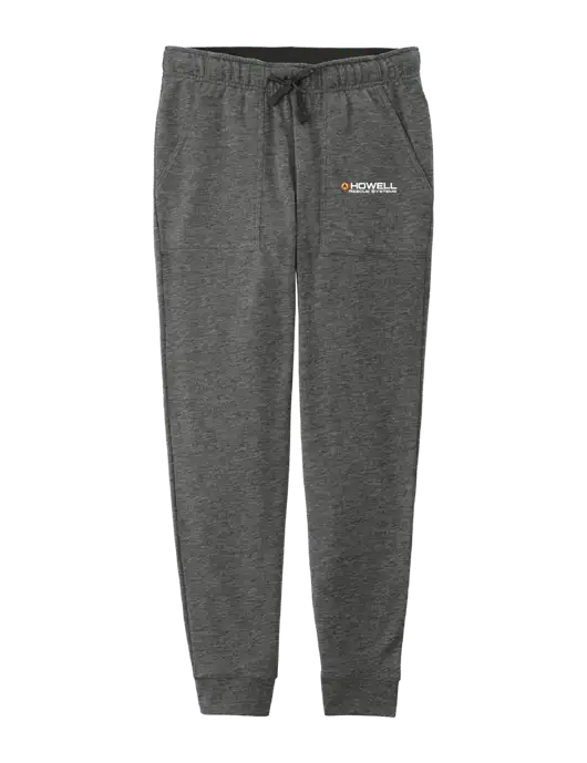 Womens Posicharge Tri-blend Wicking Dark Grey Heather Triad Solid Fleece Jogger w/Howell Rescue Systems Logo