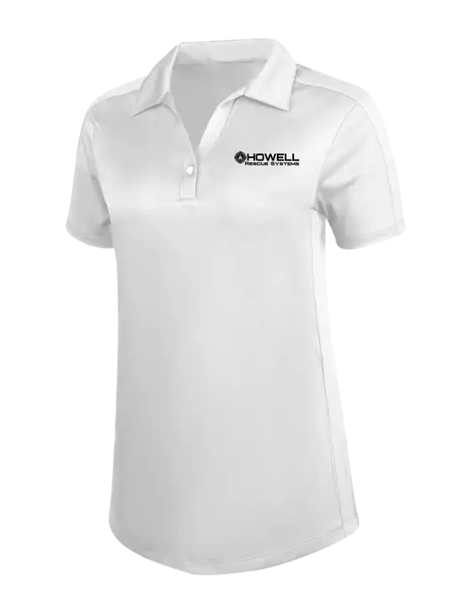 Womens White Diamond Jacquard Polo w/Howell Rescue Systems Logo