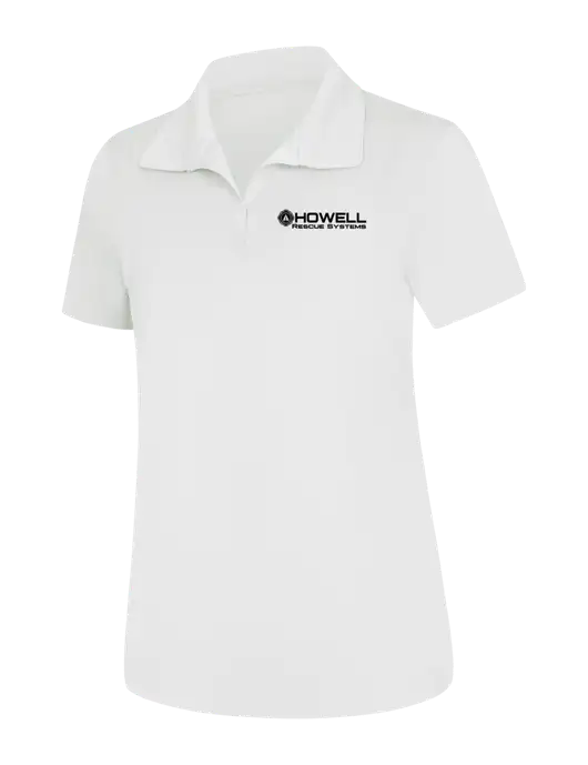 Womens White Micropique Sport-Wick Polo w/Howell Rescue Systems Logo