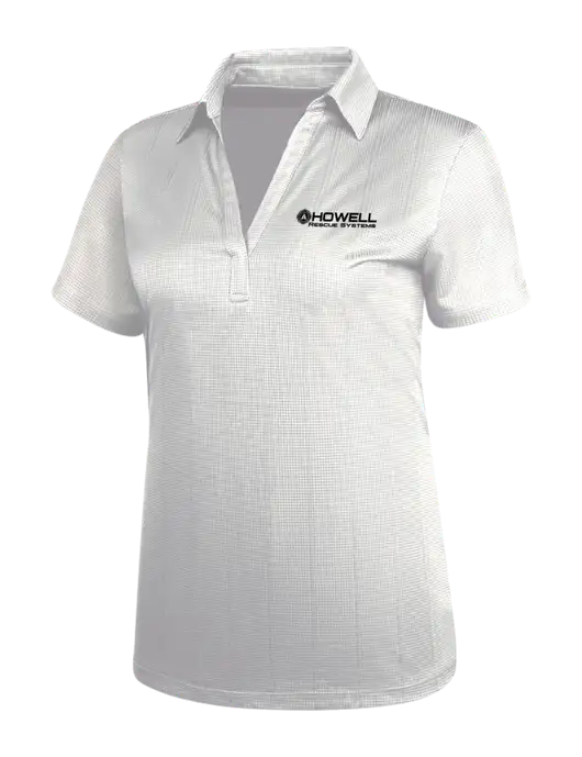 White Womens Performance Fine Jacquard Polo w/Howell Rescue Systems Logo