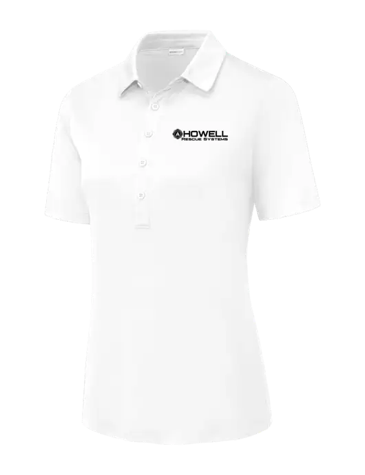 White Womens Posi-UV Pro Polo w/Howell Rescue Systems Logo
