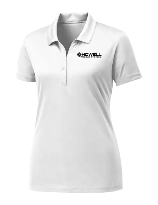 Womens White PosiCharge Competitor Polo w/Howell Rescue Systems Logo